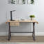 Bureau de 50,5 pouces avec plateau en aluminium patchwork de couleur or champagne et base en X en acier avec tiroir