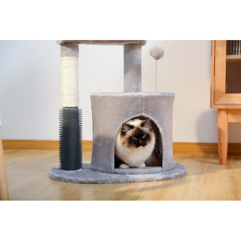 Tour pour chat d'intérieur avec arbre à chat avec chat interactif, Grey
