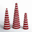 Set Of 3 Red And White Festive Holiday Pom Pom Trees
