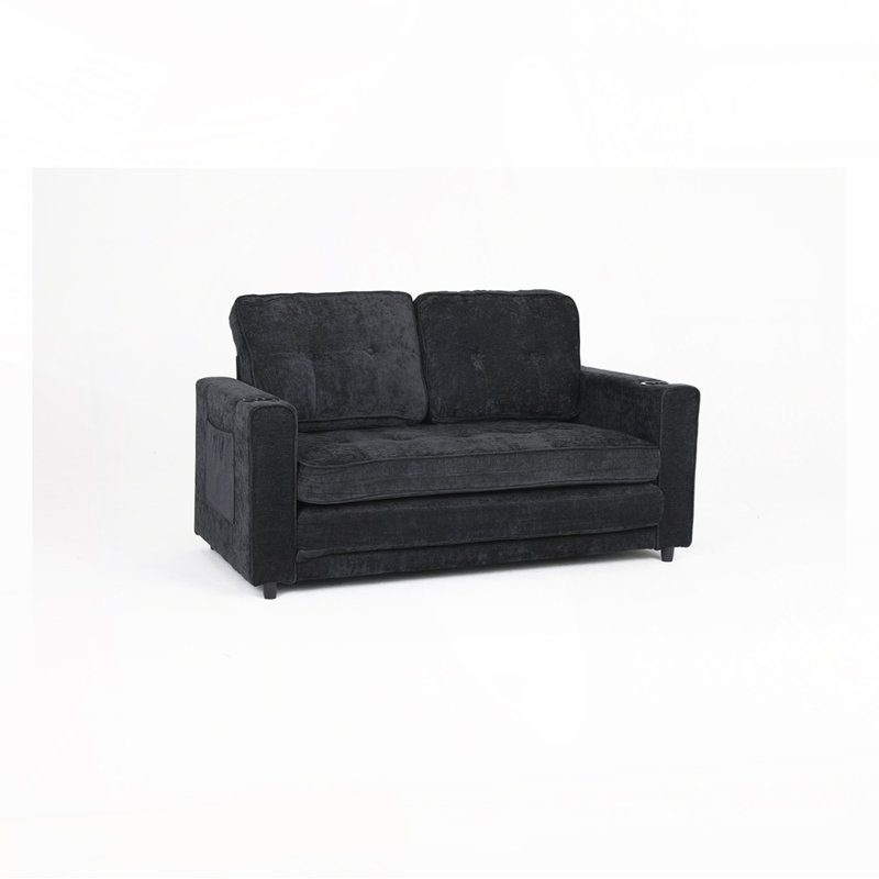 Canapé-lit convertible en futon, Noir