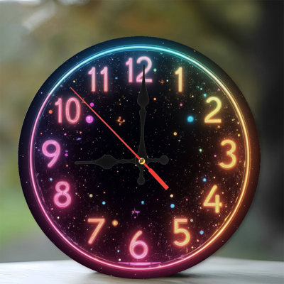 Horloge de style néon avec étoiles
