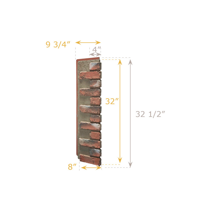 Chicago Wall Interlocking Right Endcap, Antique Brick