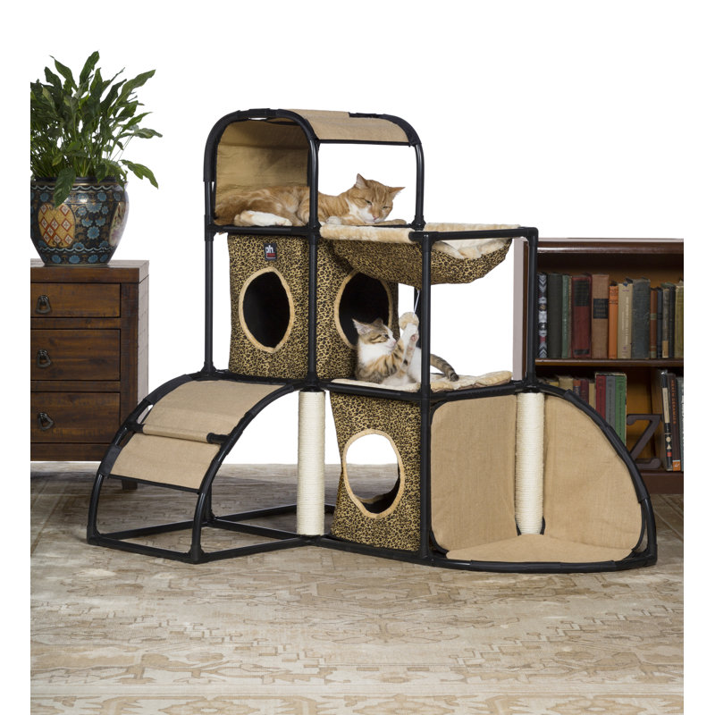Leopard Print Multi-Level Cat Townhome with Sisal Posts