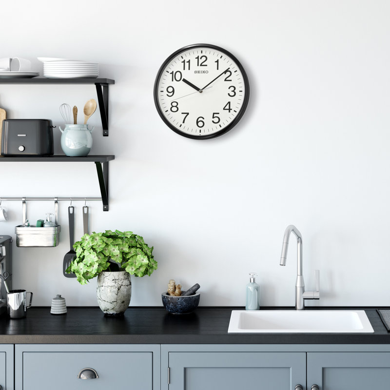 QXA756KLH Wall Clock, Black, Black