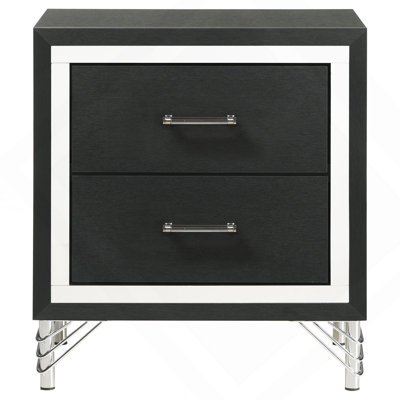 Malcolm Black 2-Drawer Nightstand Bedside Table
