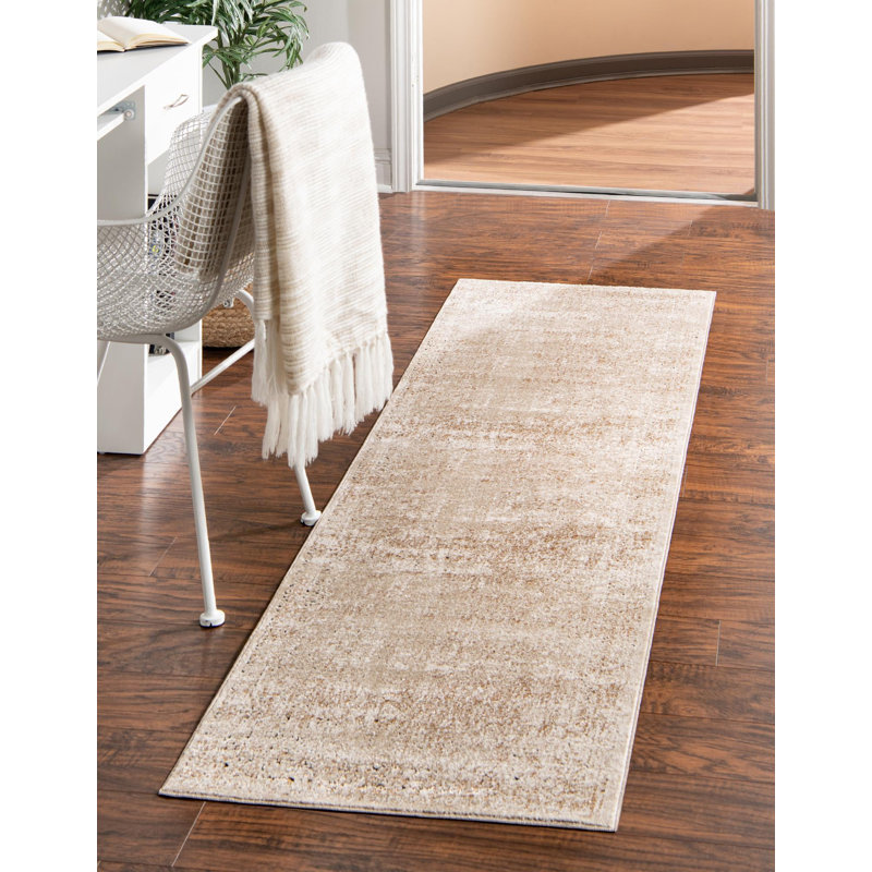 Tapis oriental beige Clessie, Tapis de couloir 3 pi 1 po x 13 pi 1 po
