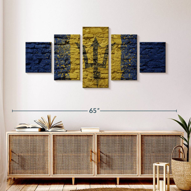 Brick Textured Barbados Flag, 24" H x 55" W