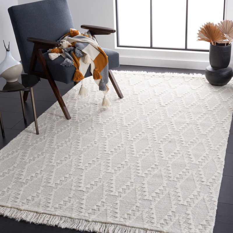 Tapis géométrique en laine et en coton tissé à la main Altis, Rectangle 8 pi x 10 pi