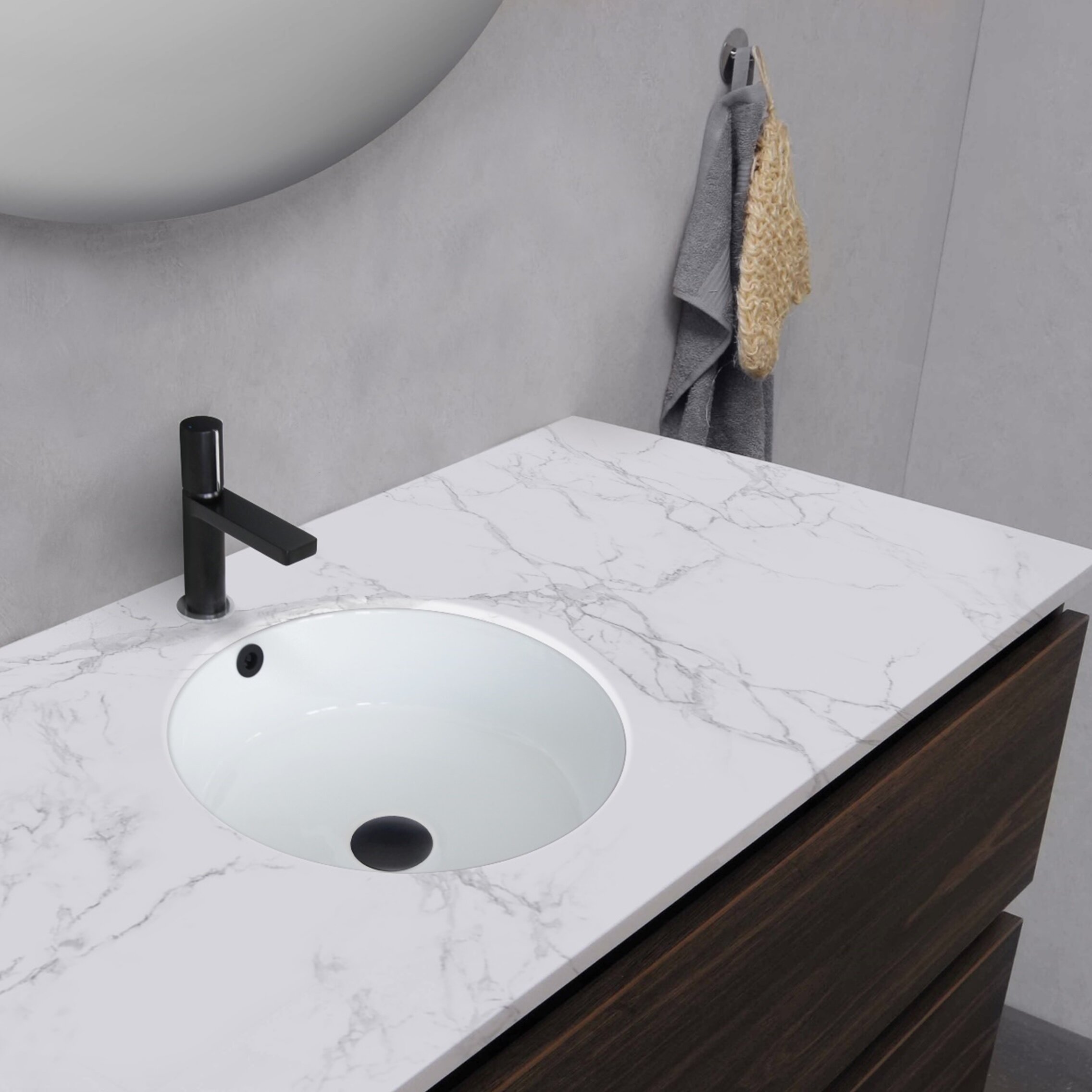 stylish natty 16"l white round undermount bathroom sink & reviews