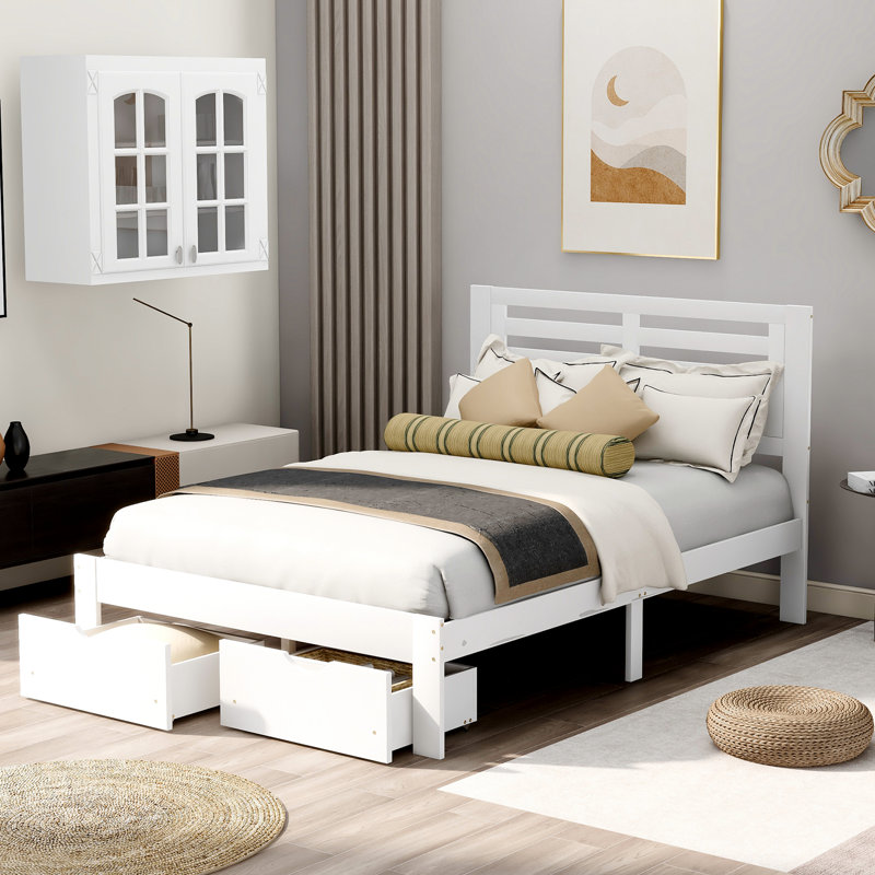 Platform Storage Bed, White