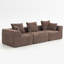 Canapé modulaire surdimensionné à assise profonde - Canapé modulaire entièrement en mousse 3 pièces en tissu texturé doux, assemblage sans outil, profil bas, brun