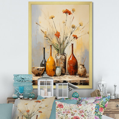 Élément décoratif de poterie florale jaune naturel I - Boho Pottery