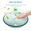 Lavabo de salle de bain vasque en verre à texture verticale artistique avec bonde escamotable, lavabo vert trempé avec bol rond à garniture noire (sans robinet) (n'inclut que le lavabo de salle de bain)
