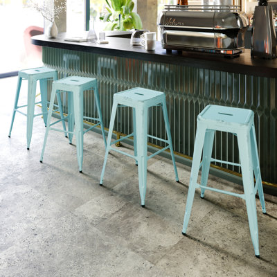 Tabouret à hauteur de comptoir 24 po intérieur / extérieur en métal avec siège carré