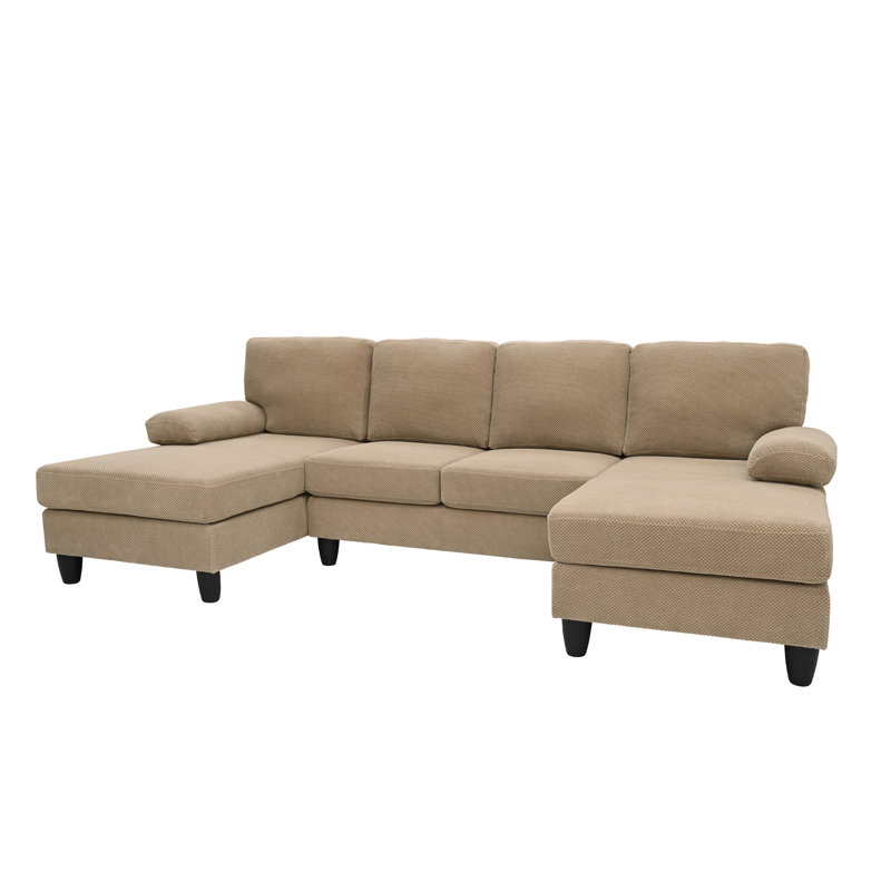 104" U Shape Sectional Sofa Cloud Couch, Camel Polyester