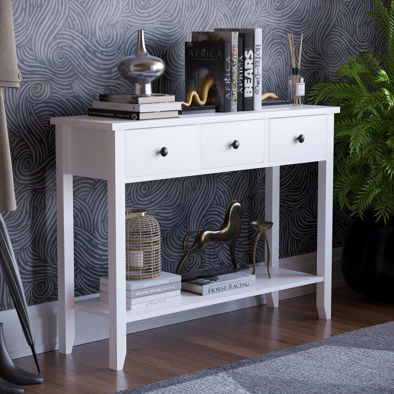 Clichy Console Table for Hallway & Living Room Furniture, White, 74 H x 100 W x 30 D cm