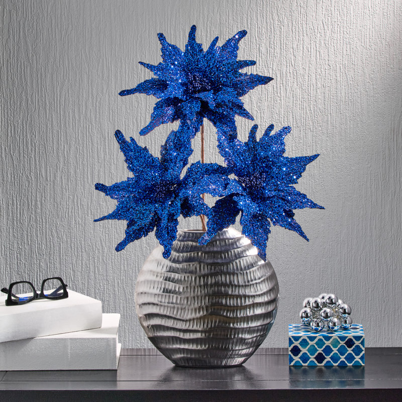 Tige de poinsettia à paillettes 22 "22", Bleu