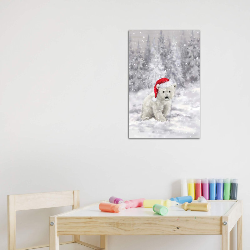 Ours polaire en bois II par Makiko - impression d'art graphique, H 18 po x l 12 po x 1,5 po, Toile tendue, Pas de tapis