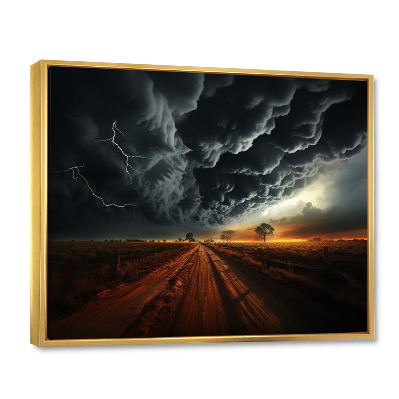 Dark Drama Bold Storm III - Landscapes Canvas Wall Art, H 12 po x l 20 po x P 1 po, Cadre flottant doré