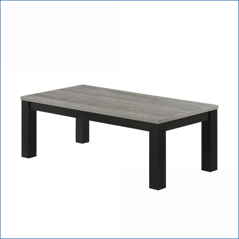 Ensemble de 3 tables basses en bois gris et noir pour le salon, facile à assembler