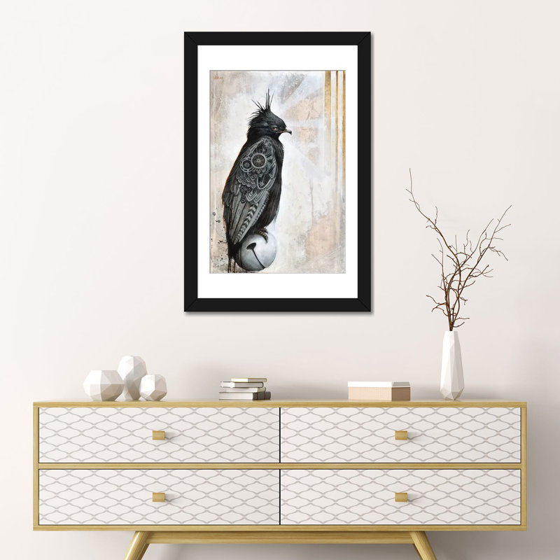 «Leonoir», impression sur toile tendue, H 24 po x l 16 po x P 1 po, Papier avec cadre noir, Blanc
