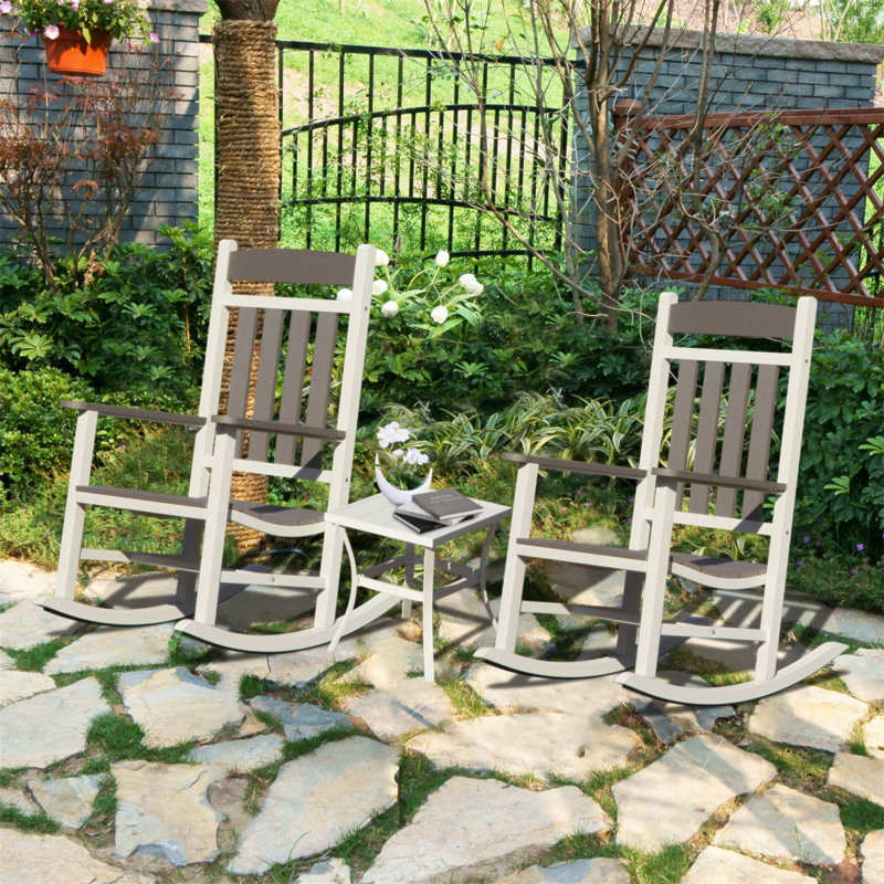 Ensemble de 3 chaises berçantes d'extérieur