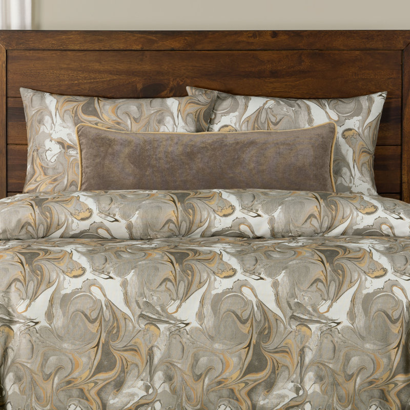 Wanderlust Marbled Duvet Cover & Insert Set, Cal. King Duvet + 2 King Shams + 1 Bolster, Sapphire