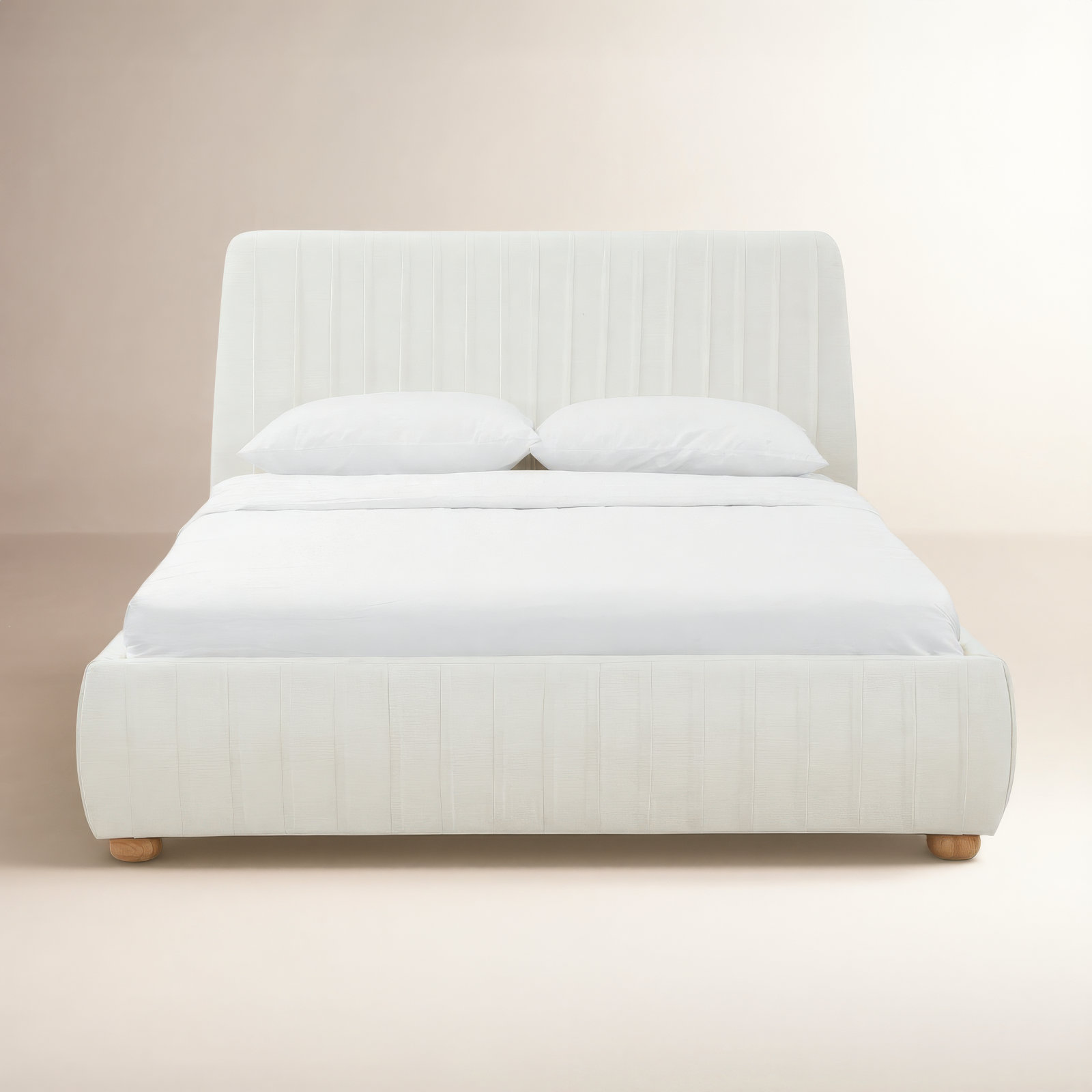 Hades Chenille Queen Bed in Mello White