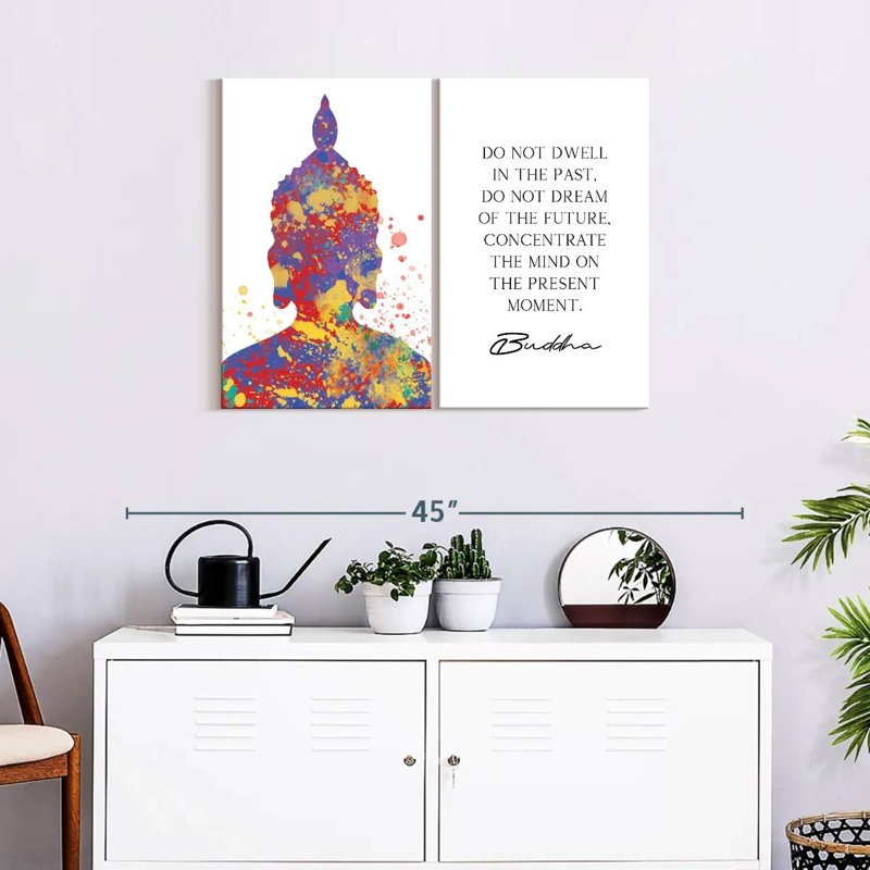 " Do Not Dwell Zen Quote " 2 - Pieces, 24" H x 33" W x 1.25" D