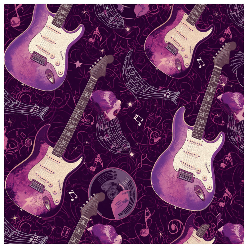 Toile tendue de guitare électrique mauve en plusieurs tailles, 12 x 12 inches