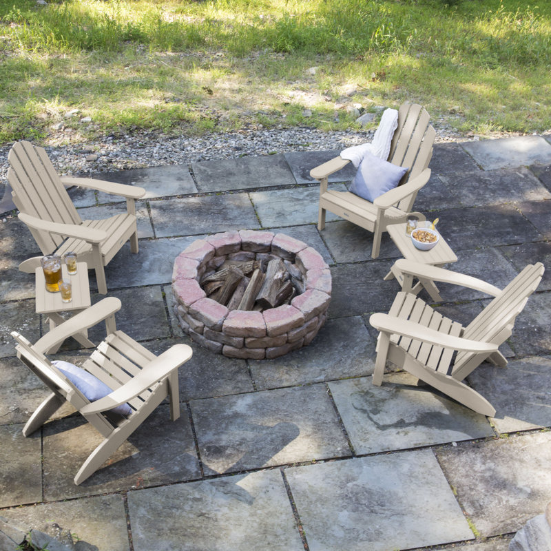 Anette Outdoor Adirondack Chair With Table, Whitewash