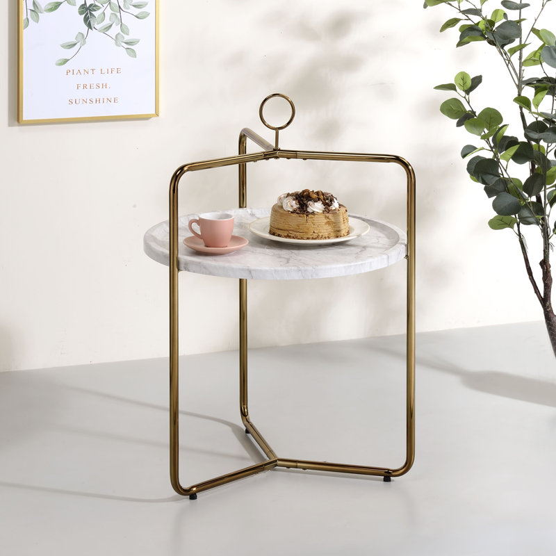 Table de bout Dunaway, Bronze, Blanc