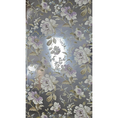 Papier peint fleurs de pivoines à fleurs argentées