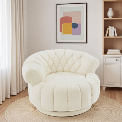 Fauteuil d'appoint pivotant à 360 ° avec accoudoirs épais moelleux et siège profondément rembourré