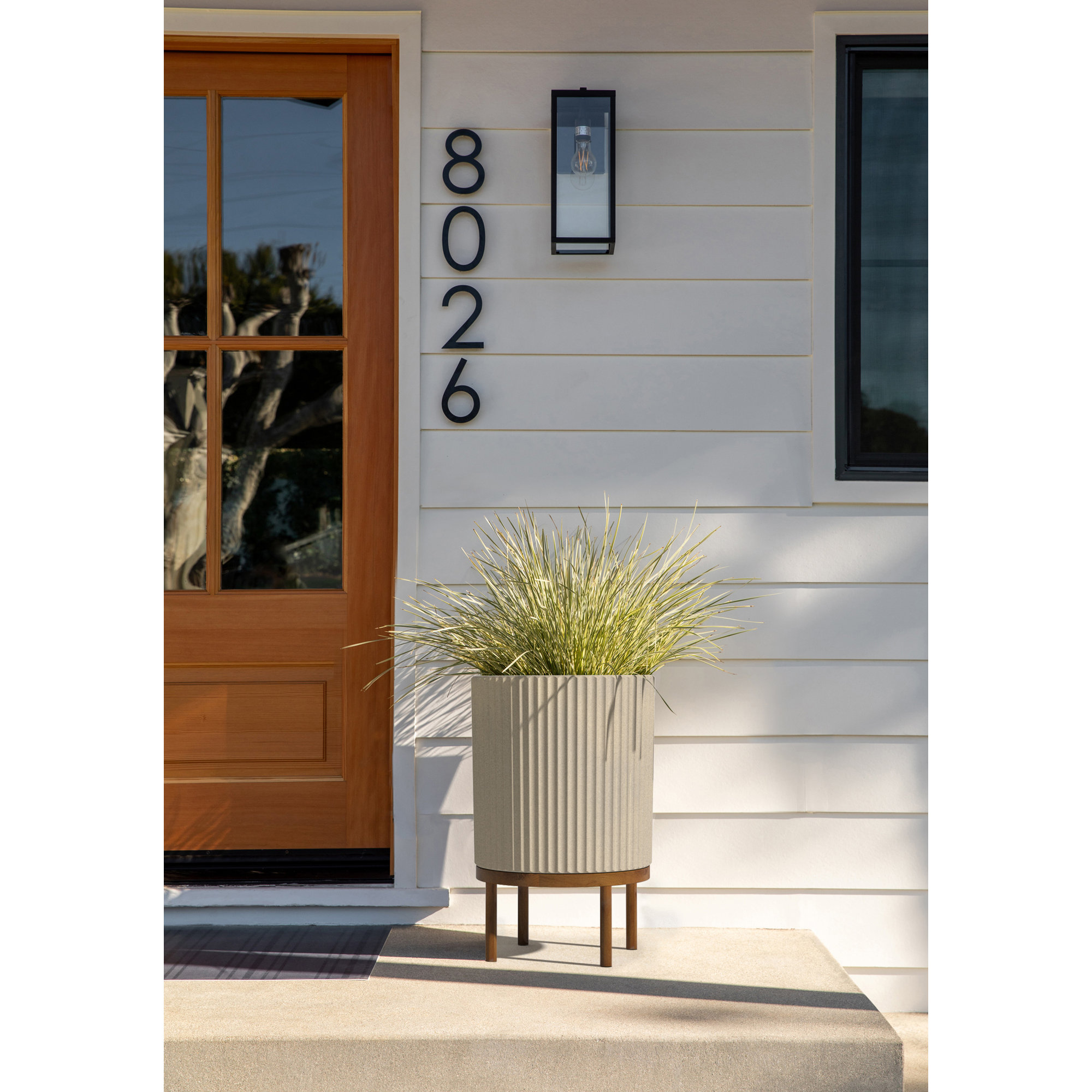 Demi Series Planter with Stand, 22" H x 14.75" W x 14.75" D, 1, Sand/Brown