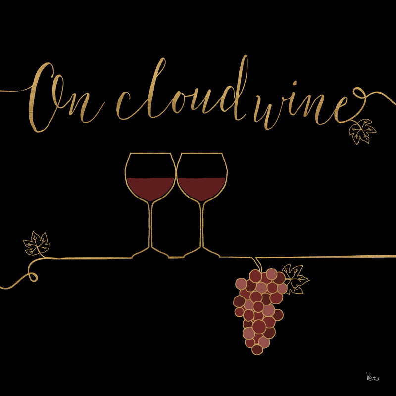 Underlined Wine VIII Black by Veronique Charron - Wrapped Canvas Painting, 51cm H x 51cm W x 3.8cm D