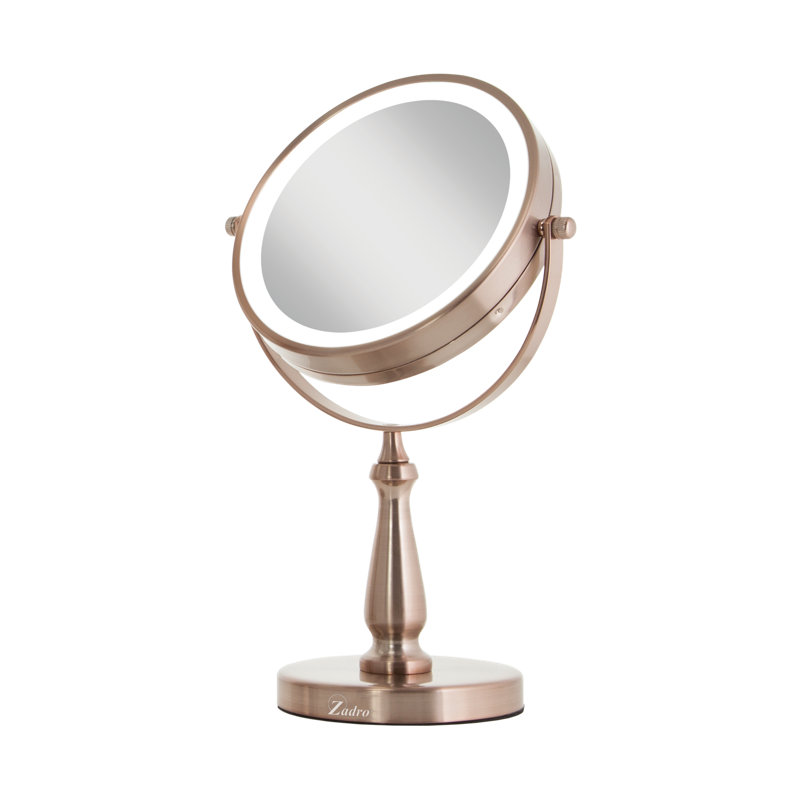 Miroir de maquillage / rasage pivotant à DEL à deux côtés de nouvelle génération, Or rose