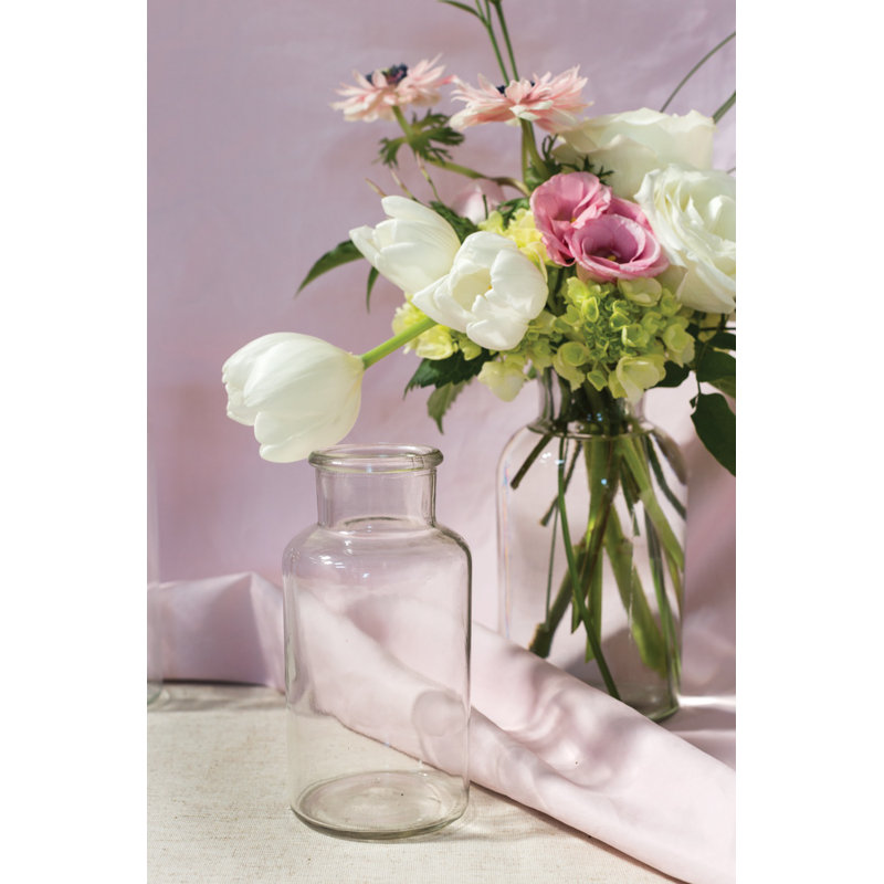 Glass Table Vase, 6.25" H x 3.25" W x 3.25" D