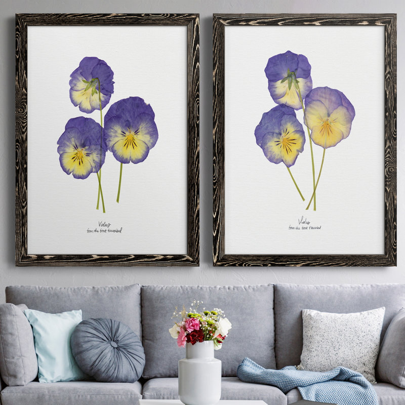 Pressed Violas I - Ensemble de 2 peintures sur toile encadrées, H 31,5 po x l 47 po x P 1,5 po, Noir