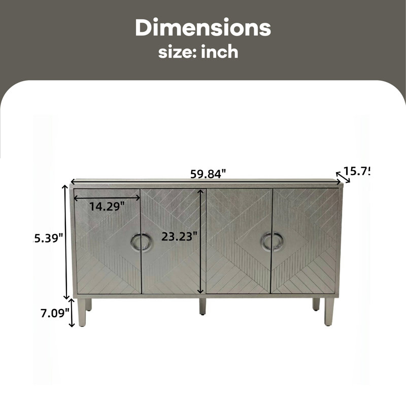 Zeid 59.84 " W Sideboard, Gray