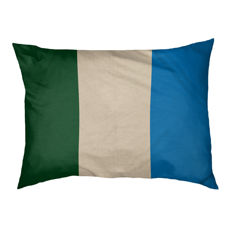 Coussin Milwaukee, Vert de Good Land / crème de Cream City / bleu de, Grand (l 40 po x P 30 po x H 6,5 po)