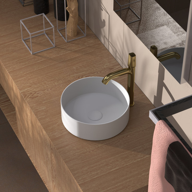 Lavabo vasque circulaire 15 po, Blanc mat