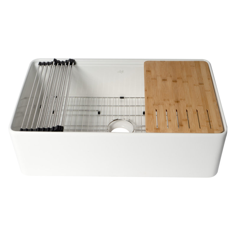 33'' L Single Bowl Fireclay Kitchen Sink, 46 cm H x 30 cm W