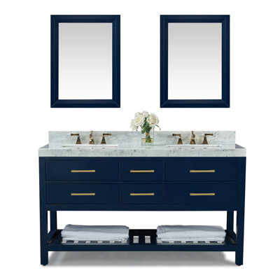 Carrie 60'' Double Bathroom Vanity with Marble Top