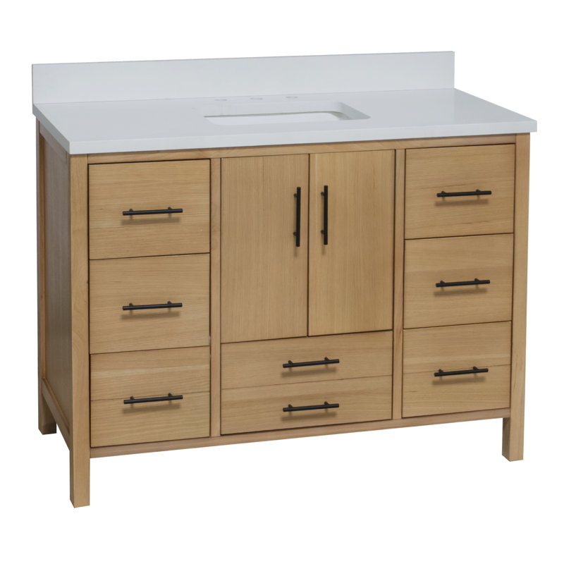 Ensemble de meuble-lavabo simple 48 po Kiara, Blond, Blanc mat