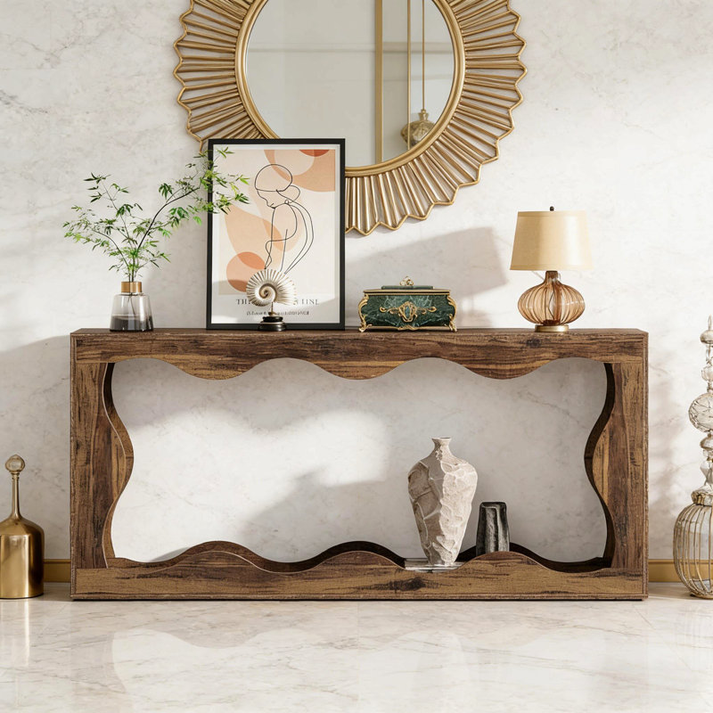 Table d'entrée de style moderne, console industrielle, table basse, Noyer