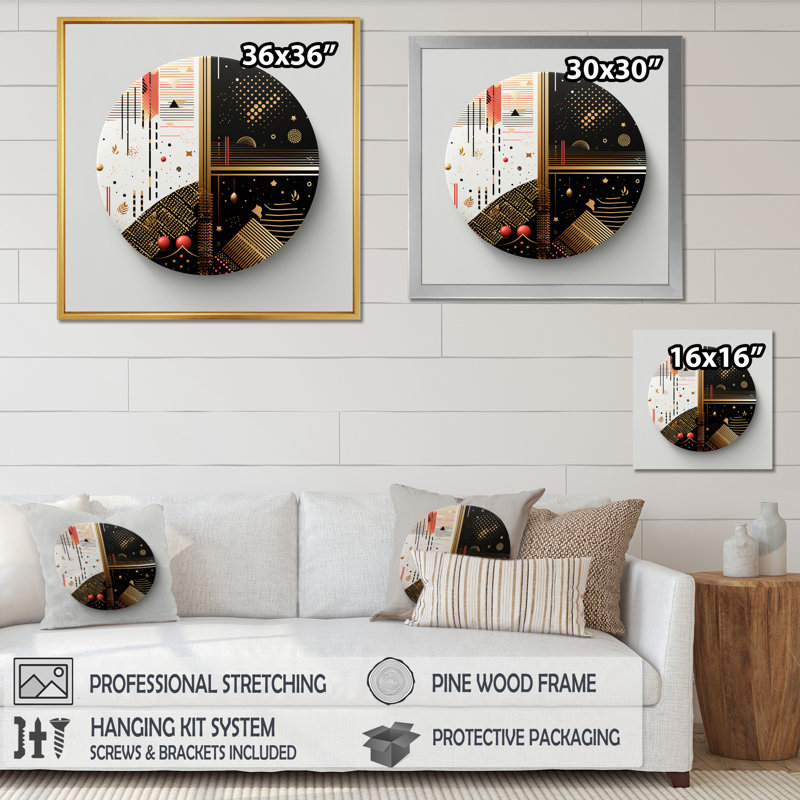 Boho Chic Bliss Geometric Circle Art I - Abstract Spirals Canvas Print, 30" H x 30" W, Wrapped Canvas