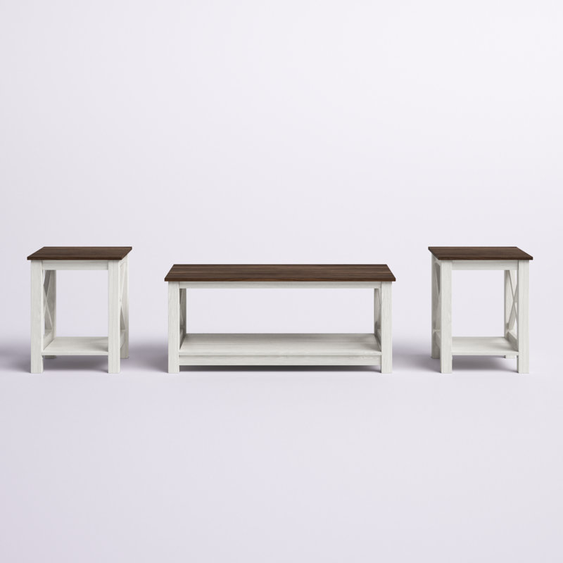 Ensemble de tables basses 3 pièces Velda, Brun