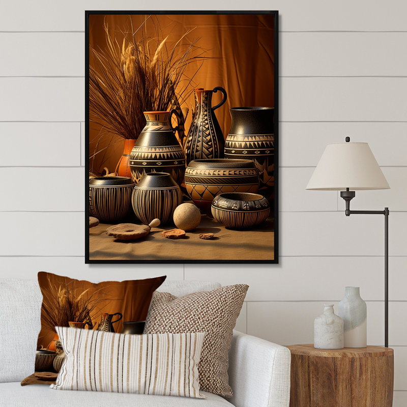 Art de la ville de Villeparis, poterie Serenity I, H 40 po x l 30 po x P 1,5 po, Cadre flottant noir