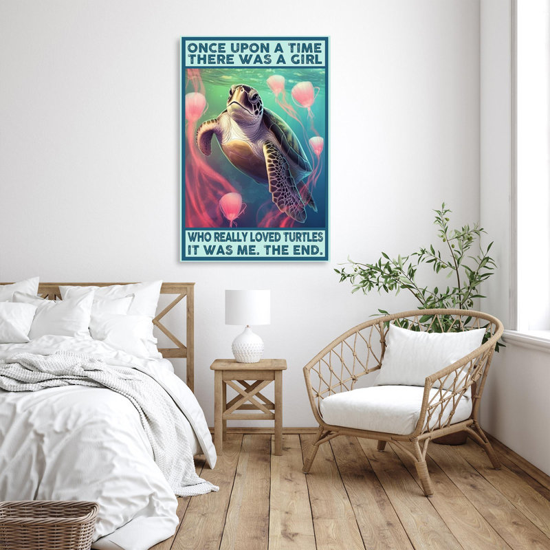 «Who Really Love Turtles», reproduction d'art graphique sur toile tendue 1 pièce, H 20 po x l 16 po x P 1,25 po